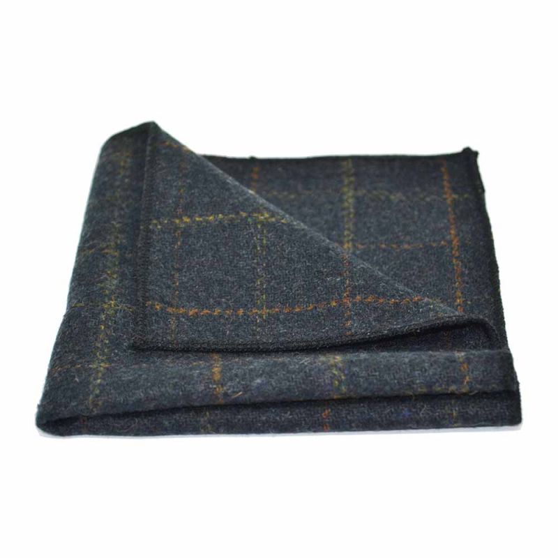 King & Priory Heritage Check Navy Blue Tie & Pocket Square Set