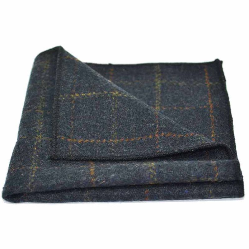 King & Priory Heritage Check Navy Blue Tie & Pocket Square Set Boxed