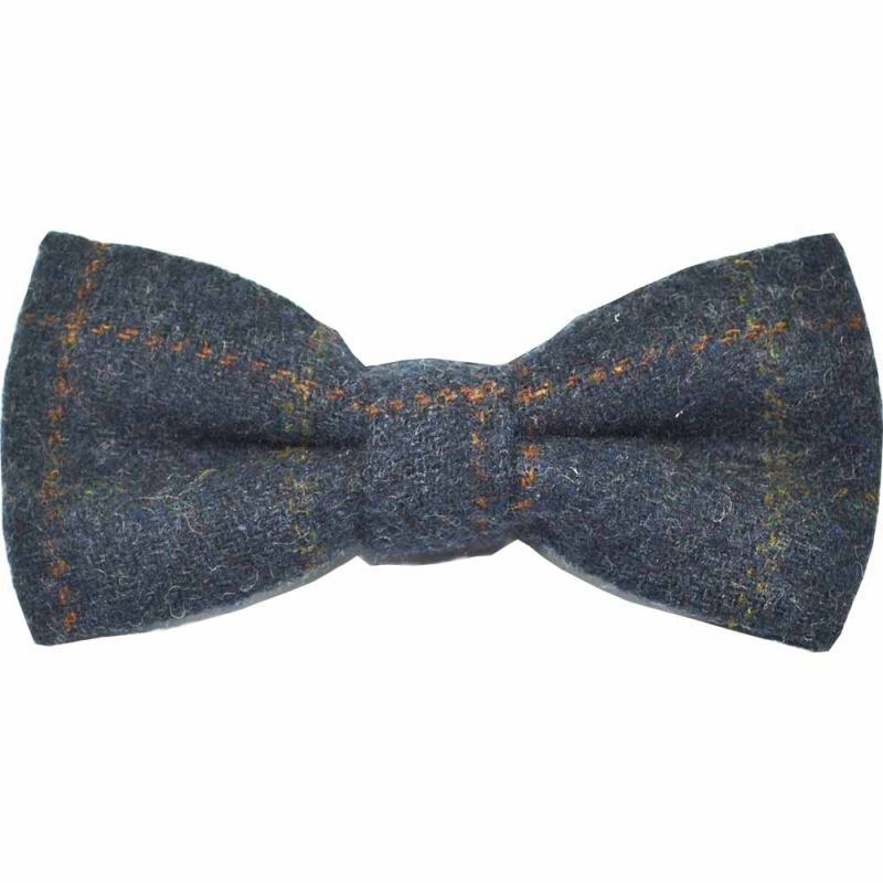 King & Priory Heritage Check Navy Blue Waistcoat & Bow Tie Set