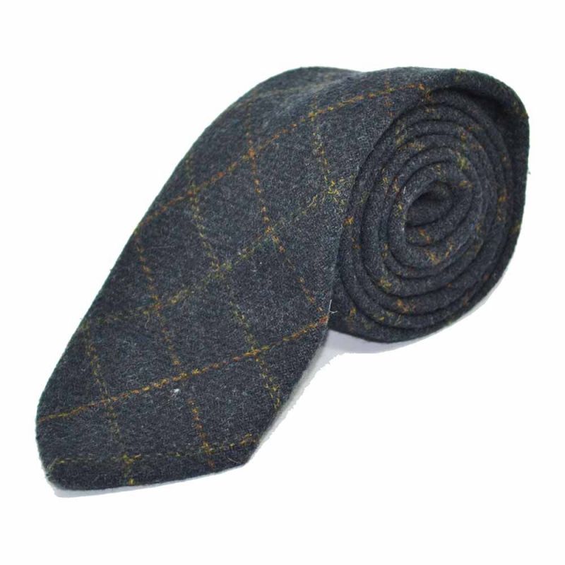 King & Priory Heritage Check Navy Blue Waistcoat Bow Tie Tie & Pocket Square Set