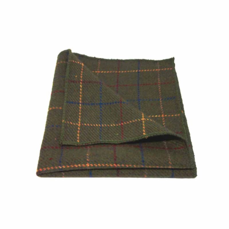 King & Priory Heritage Check Regency Green Bow Tie & Pocket Square Set