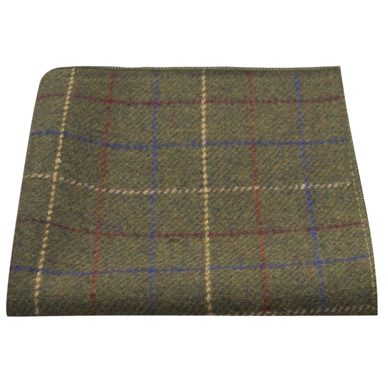 king & priory Heritage Check Regency Green Pocket Square