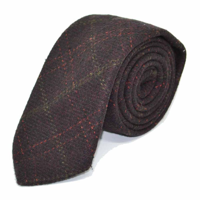 King & Priory Heritage Check Wine Bow Tie Tie & Pocket Square Set