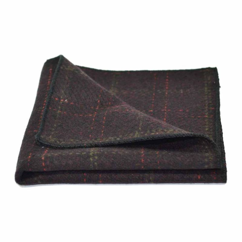 King & Priory Heritage Check Wine Bow Tie Tie & Pocket Square Set