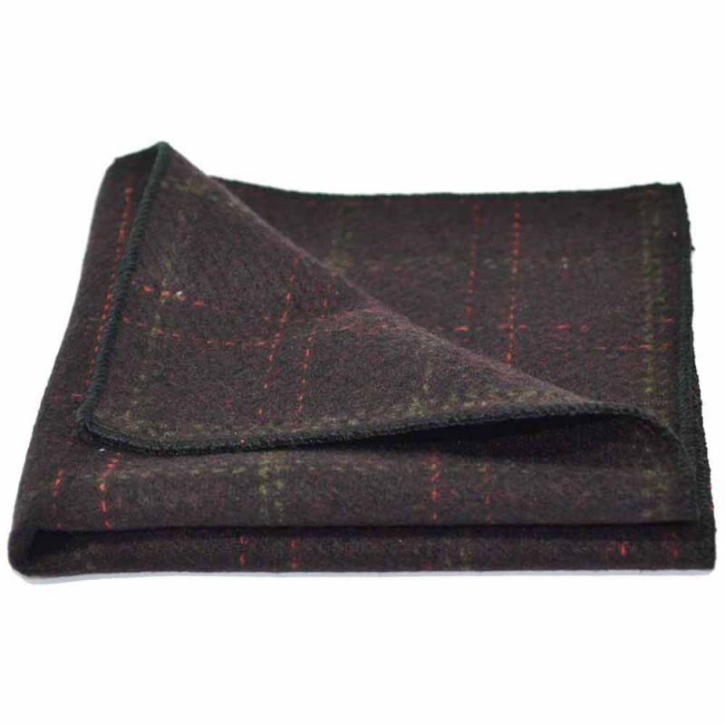 King & Priory Heritage Check Wine Tie & Pocket Square Set Boxed