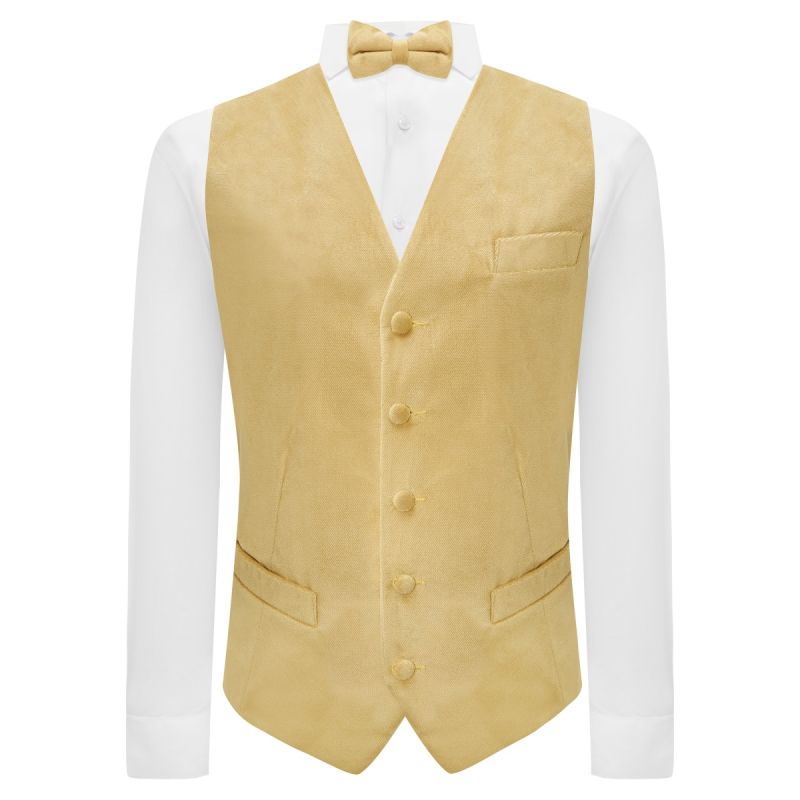 King & Priory Heritage Gold Textured Velvet Waistcoat