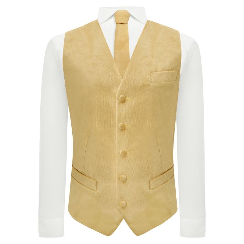 King & Priory Heritage Gold Textured Velvet Waistcoat
