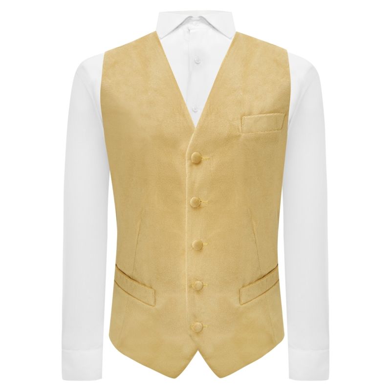 king & priory Heritage Gold Textured Velvet Waistcoat