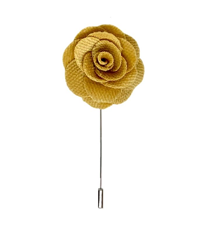king & priory Heritage Gold Velvet Flower/Rose Lapel Pin