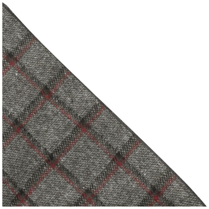 King & Priory Heritage Pebble Grey Check Pocket Square