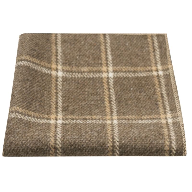 king & priory Heritage Pecan Brown Check Pocket Square
