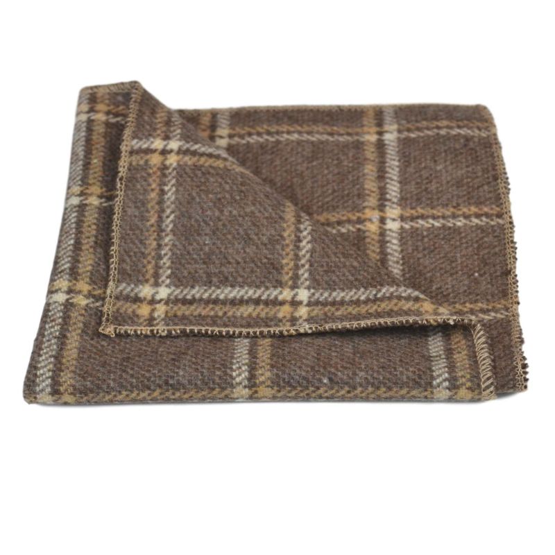 King & Priory Heritage Pecan Brown Check Tie Bow Tie & Pocket Square Set