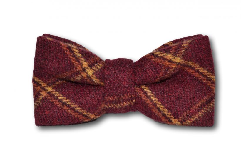 King & Priory Heritage Warm Red Check Bow Tie & Pocket Square Set