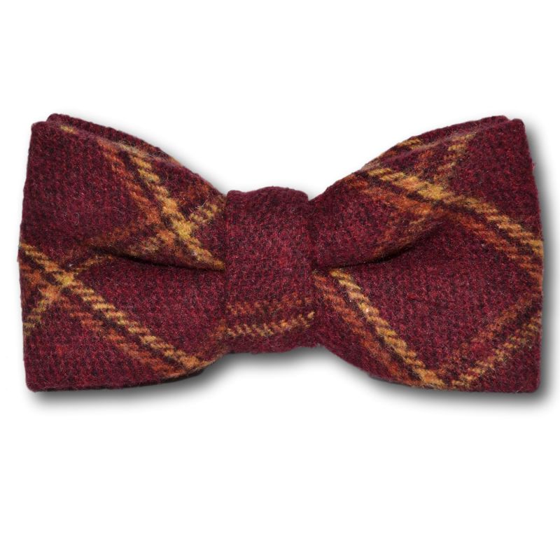 King & Priory Heritage Warm Red Check Tie Bow Tie & Pocket Square Set