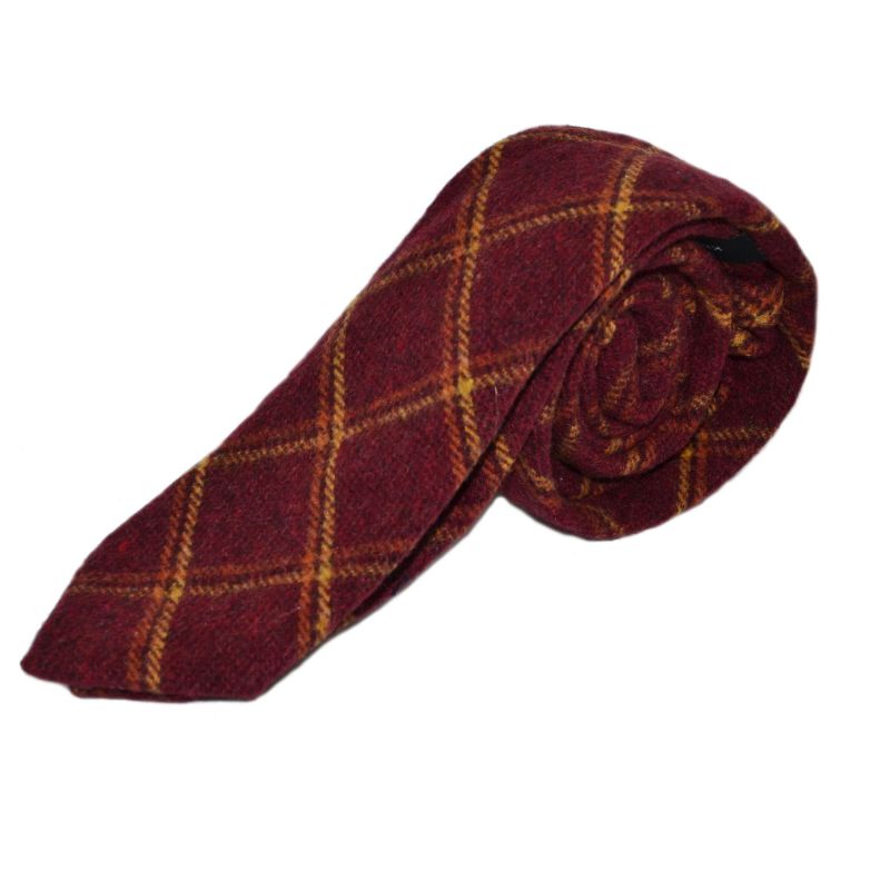 King & Priory Heritage Warm Red Check Tie & Pocket Square Set