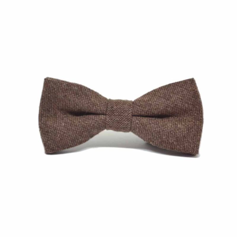 King & Priory Highland Weave Hessian Brown Bow Tie & Pocket Square Set