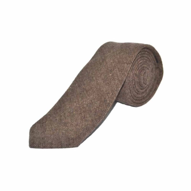 King & Priory Highland Weave Hessian Brown Tie & Pocket Square Set Boxed