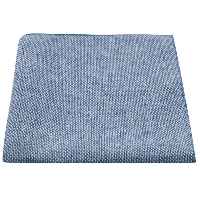 king & priory Highland Weave Stonewashed Blue Pocket Square