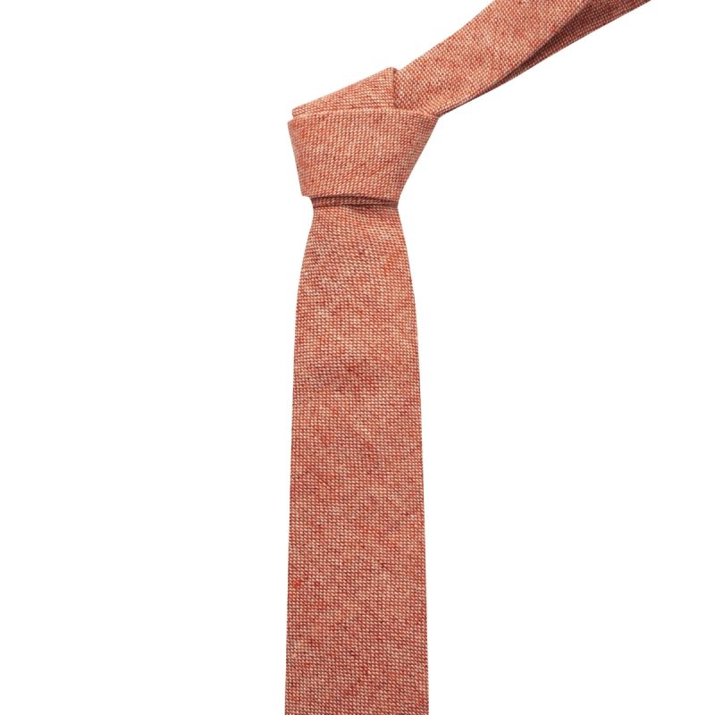 King & Priory Highland Weave Stonewashed Brick Red Tie