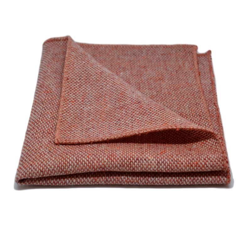King & Priory Highland Weave Stonewashed Brick Red Tie & Pocket Square Set