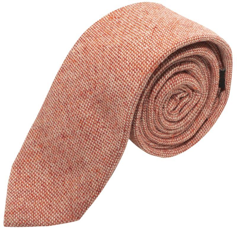 king & priory Highland Weave Stonewashed Brick Red Tie