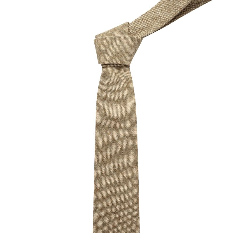 King & Priory Highland Weave Stonewashed Light Brown Tie