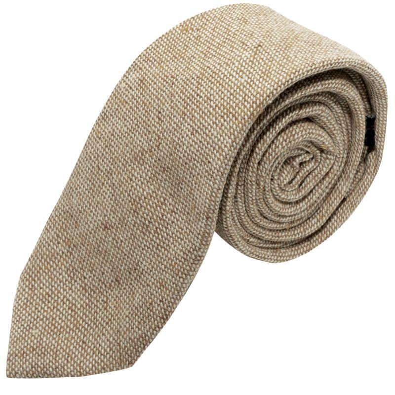 king & priory Highland Weave Stonewashed Light Brown Tie