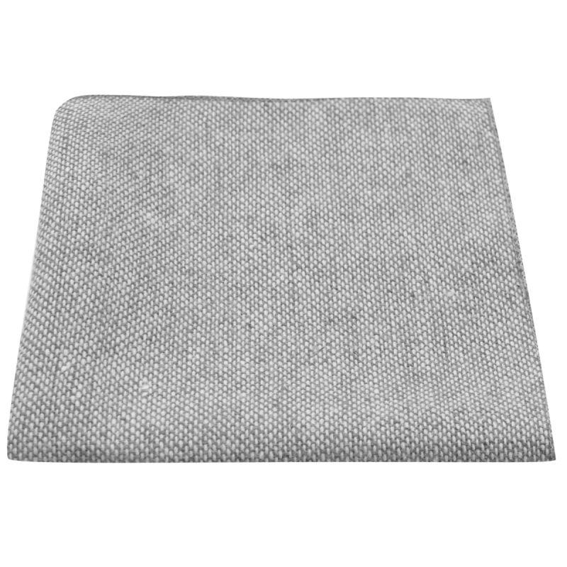 king & priory Highland Weave Stonewashed Light Grey Pocket Square
