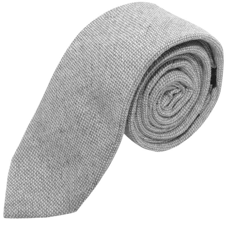 king & priory Highland Weave Stonewashed Light Grey Tie