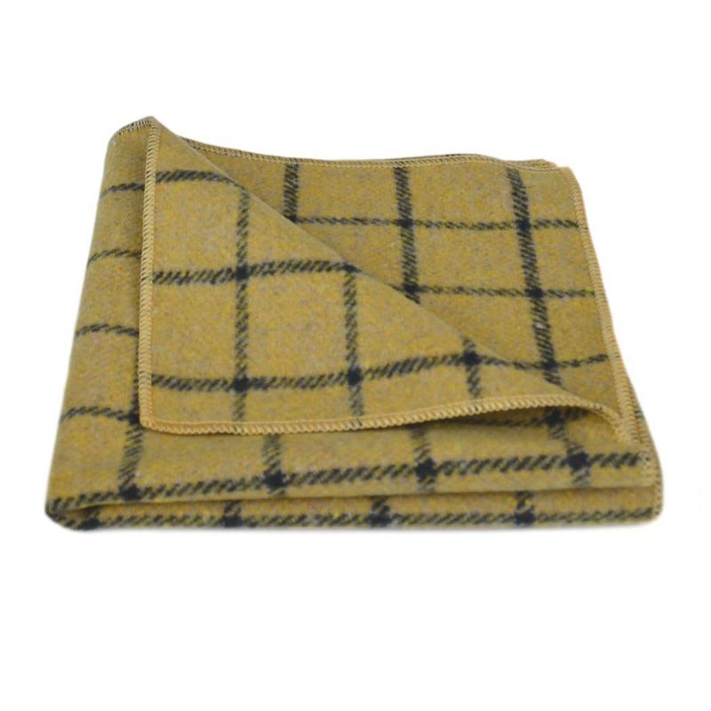 King & Priory Honey Brown Birdseye Check Pocket Square