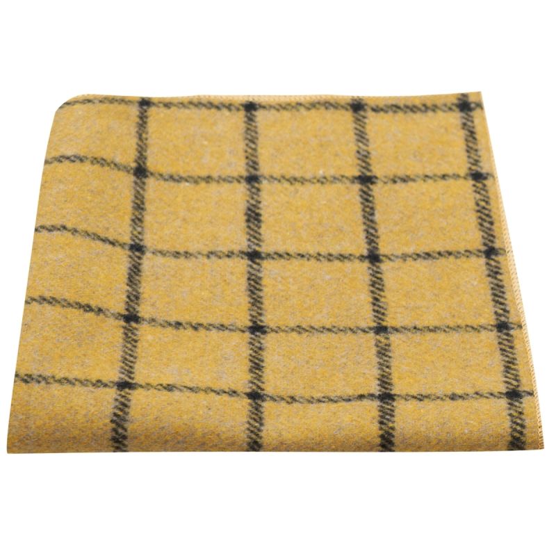 king & priory Honey Brown Birdseye Check Pocket Square