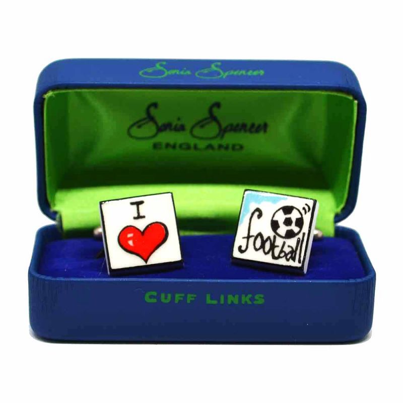 King & Priory I Love Football Cufflinks By Sonia Spencer