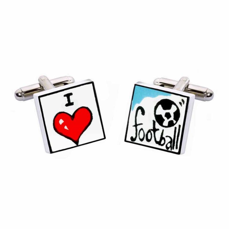king & priory I Love Football Cufflinks by Sonia Spencer