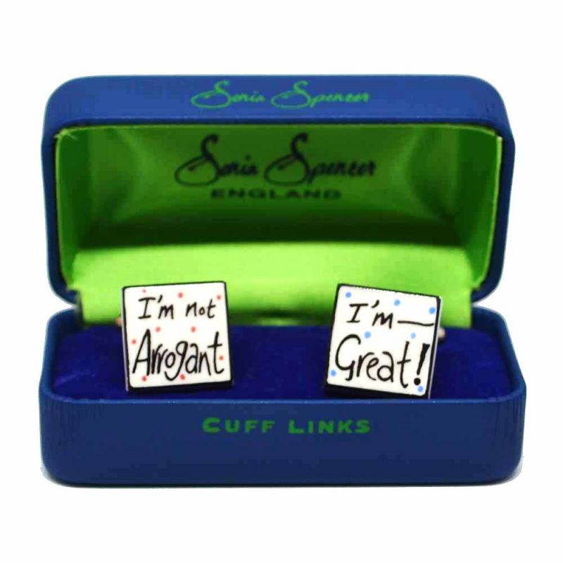 King & Priory I'm Not Arrogant I'm Great Cufflinks By Sonia Spencer