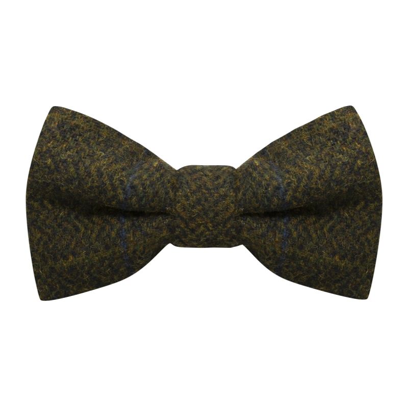 king & priory Juniper Green Herringbone Check Bow Tie