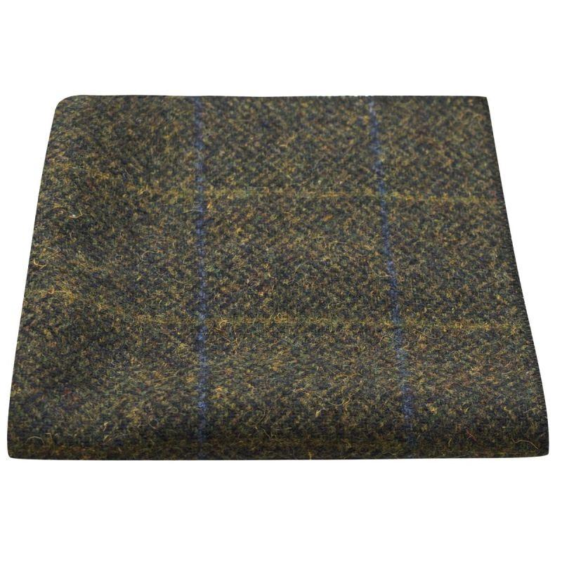 king & priory Juniper Green Herringbone Check Pocket Square