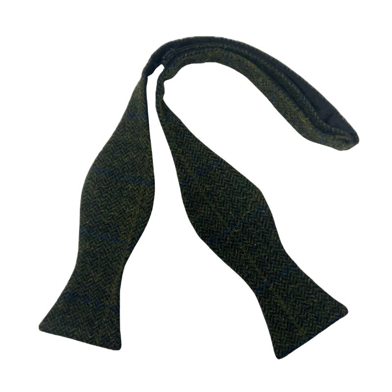 king & priory Juniper Green Herringbone Check Self-Tie Bow Tie