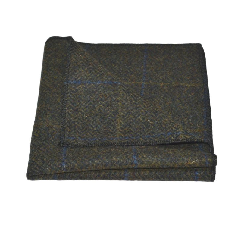 King & Priory Juniper Green Herringbone Check Tie & Pocket Square Set