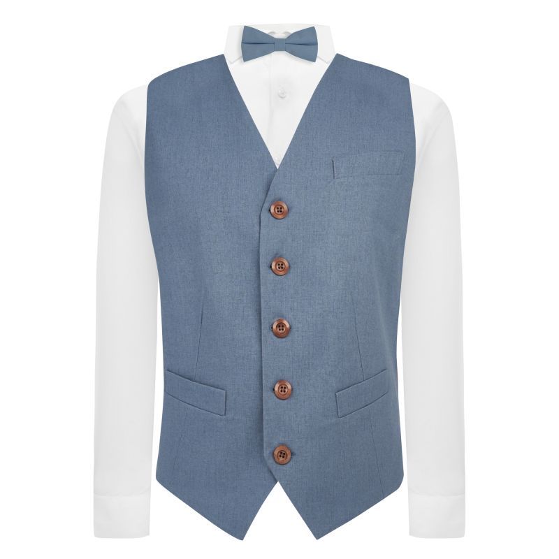 king & priory Airforce Blue Linen Waistcoat