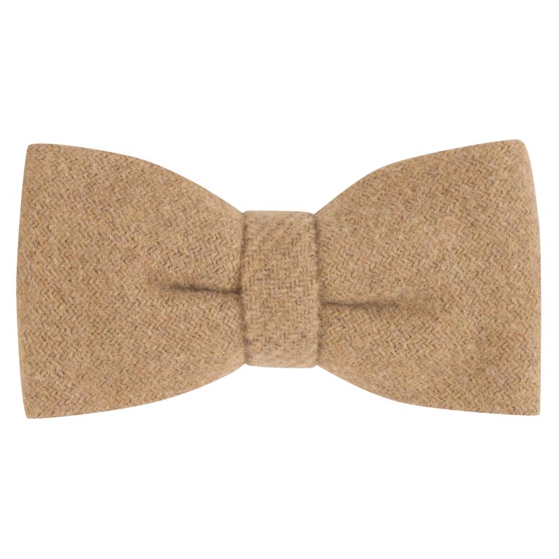 King & Priory Almond Brown Woven Wool Bow Tie