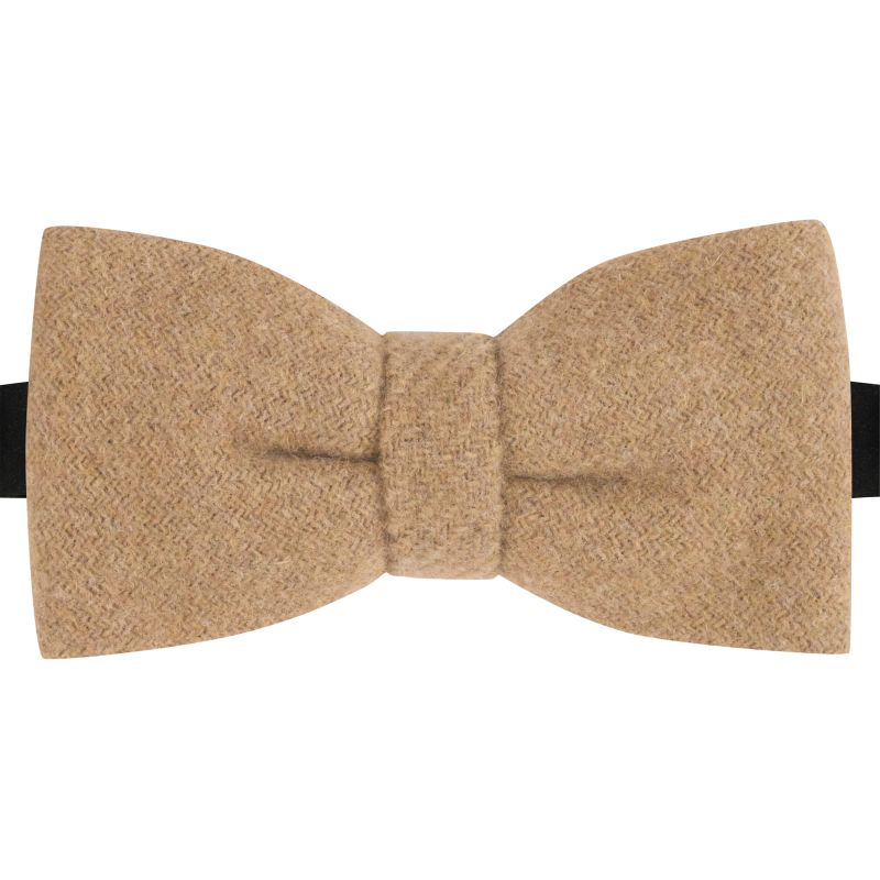 king & priory Almond Brown Woven Wool Bow Tie