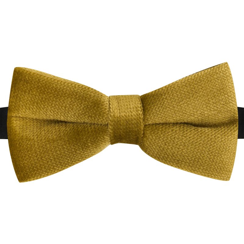 king & priory Antique Gold Textured Velvet Bow Tie