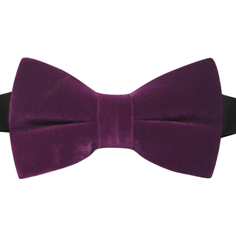 King & Priory Aubergine Purple Velvet Bow Tie