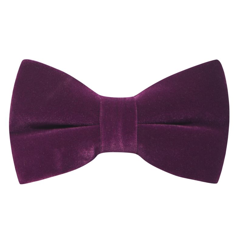 king & priory Aubergine Purple Velvet Bow Tie