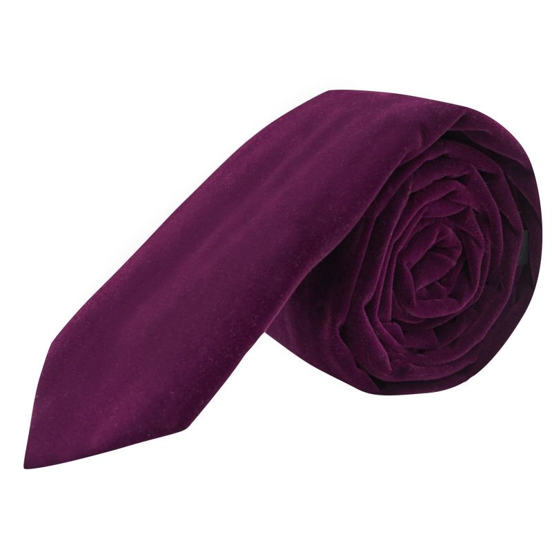 King & Priory Aubergine Purple Velvet Tie