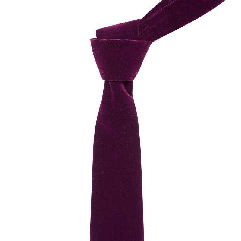 king & priory Aubergine Purple Velvet Tie