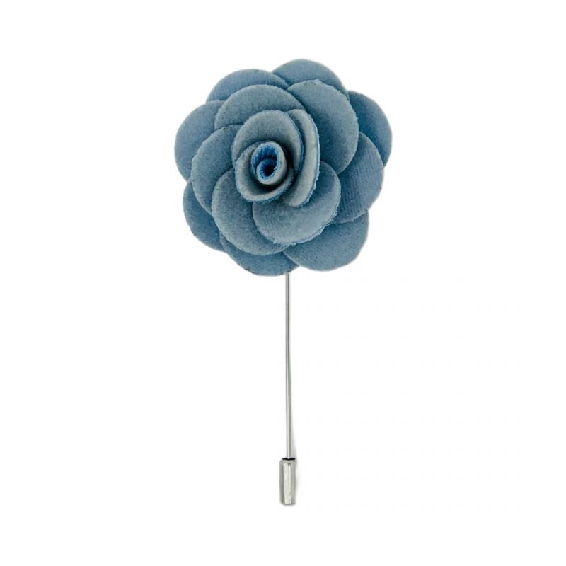 king & priory Baby Blue Velvet Flower/Rose Lapel Pin