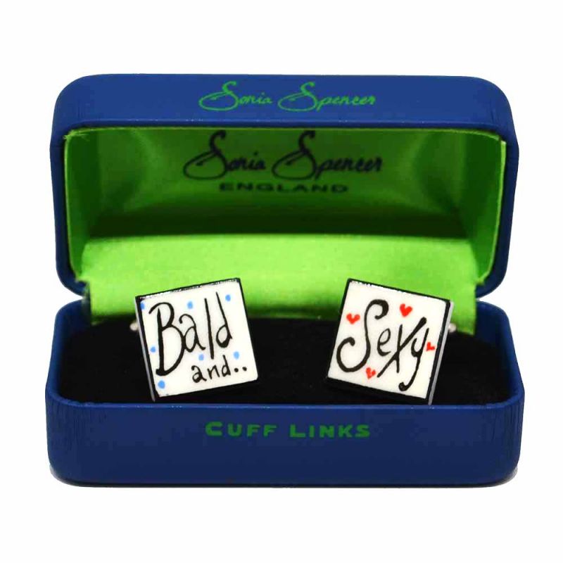 King & Priory Bald & Sexy Cufflinks By Sonia Spencer