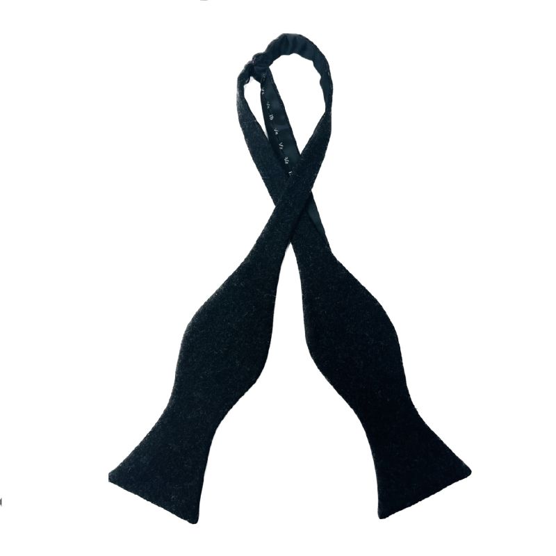 king & priory Black Donegal Tweed Self-Tie Bow Tie