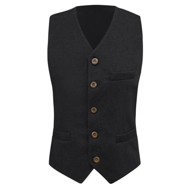 King & Priory Black Donegal Tweed Waistcoat